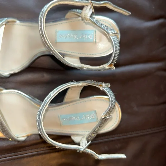 Silver Glitter Wedge Sandals, Betsy Johnson, Size 6.5 - Picture 6 of 7